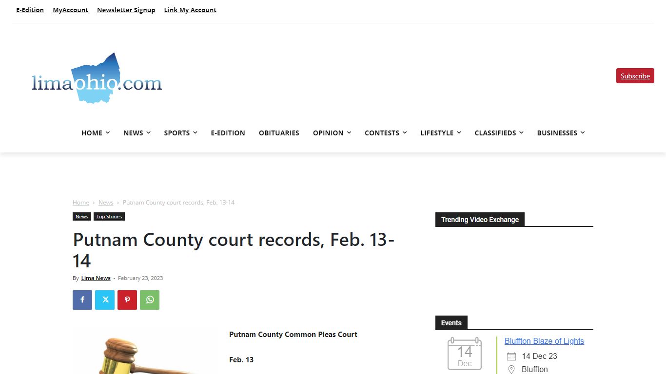Putnam County court records, Feb. 13-14 - LimaOhio.com