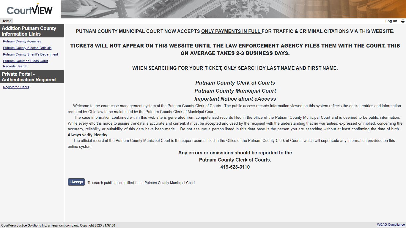 Welcome Page - CourtView Justice Solutions